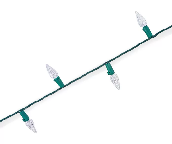 Cool White LED C6 Solar Light Set, 100-Lights