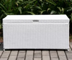 White 48-Gallon All-Weather Wicker Storage Deck Box