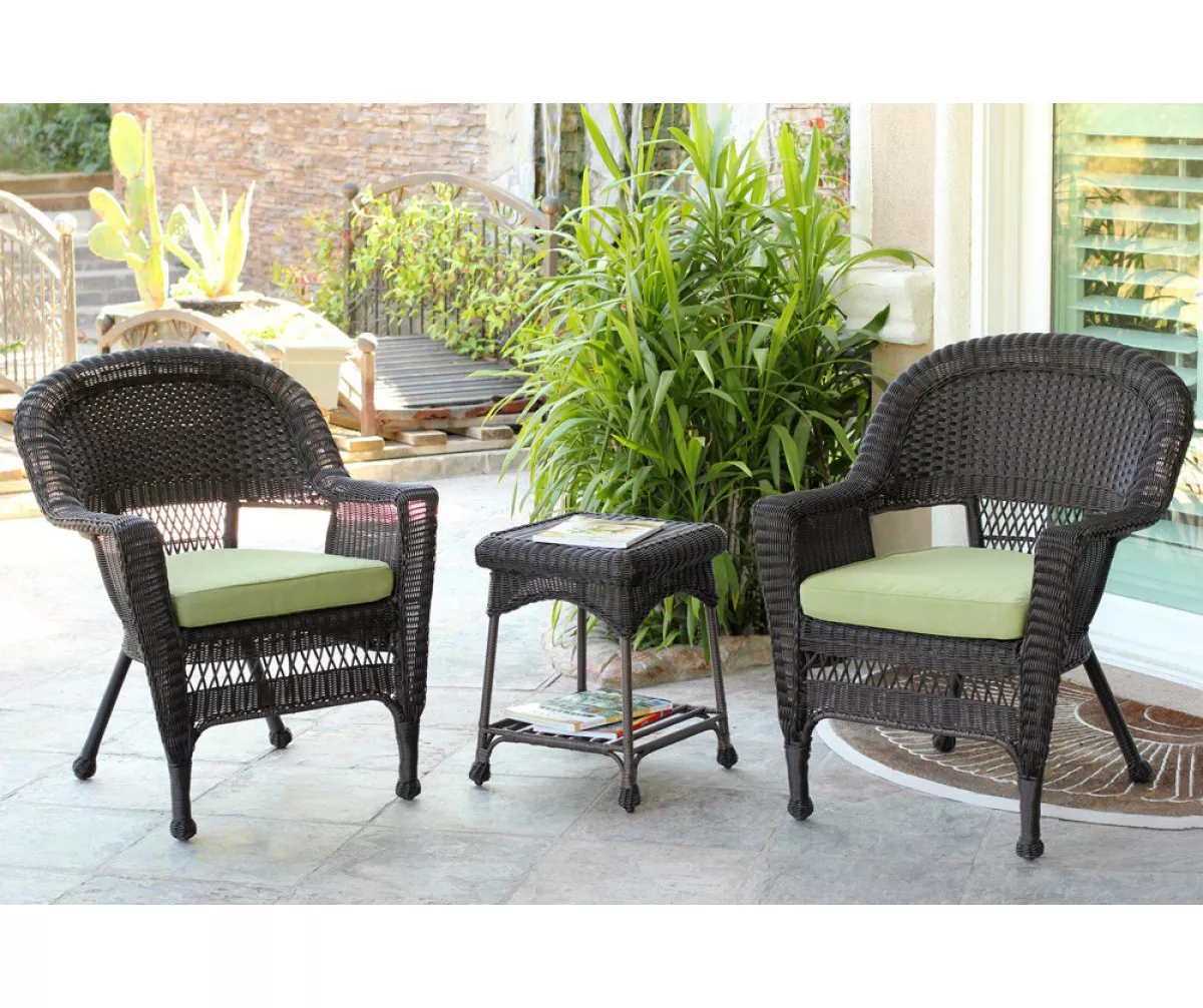 Espresso 3-Piece Cushioned Patio All-Weather Wicker Chat Set - Image 19