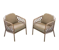 Aurora Pines All-Weather Wicker Patio Cushioned Chairs, 2-Pack