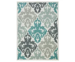 Broyhill Eastlake Teal & Gray Damask Outdoor Area Rug