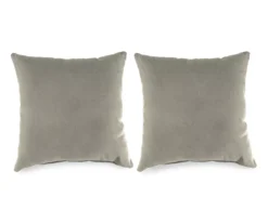 Dove Gray Outdoor Throw Pillows, 2-Pack