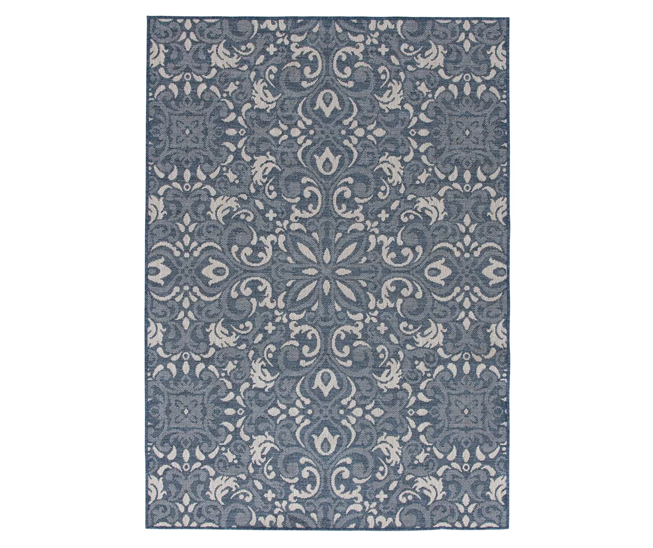 Broyhill Sandpointe Cobalt & Ecru Damask Outdoor Area Rug