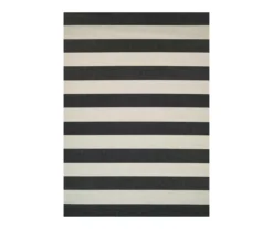 Afuera Onyx & Ivory Stripe Outdoor Area Rug, (6.5' x 9.5')