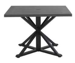 Autumn Cove Brown Wood Look Square Steel Patio Dining Table