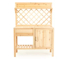 Wood Lattice Back Garden Potting Bench