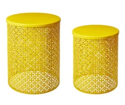 Yellow Cutout Pattern 2-Piece Metal Garden Table Set