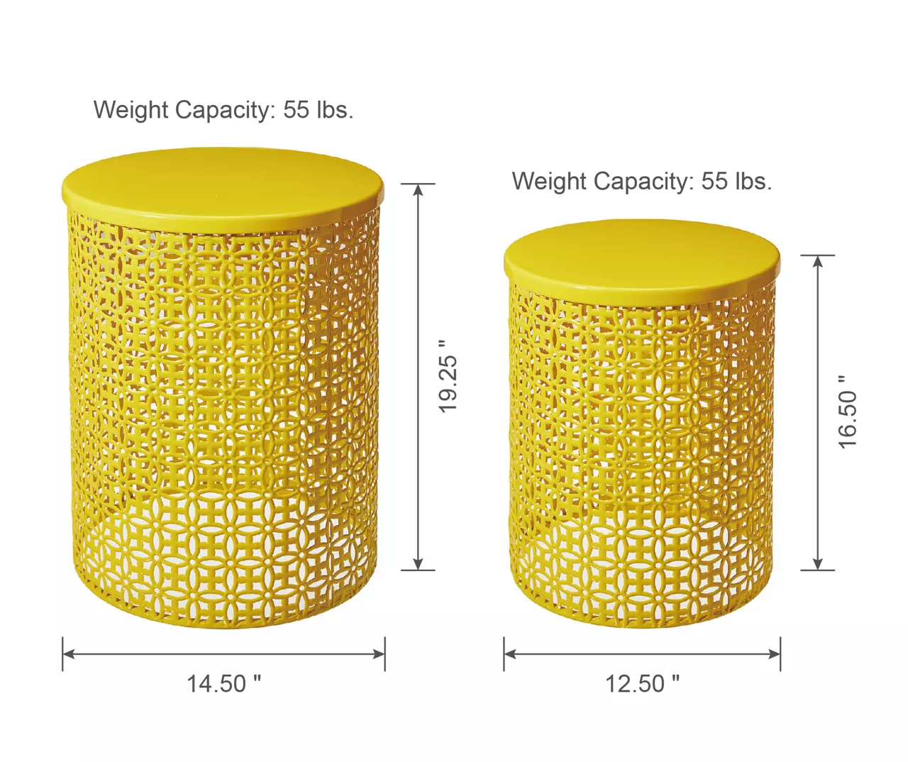 Yellow Cutout Pattern 2-Piece Metal Garden Table Set - Image 4