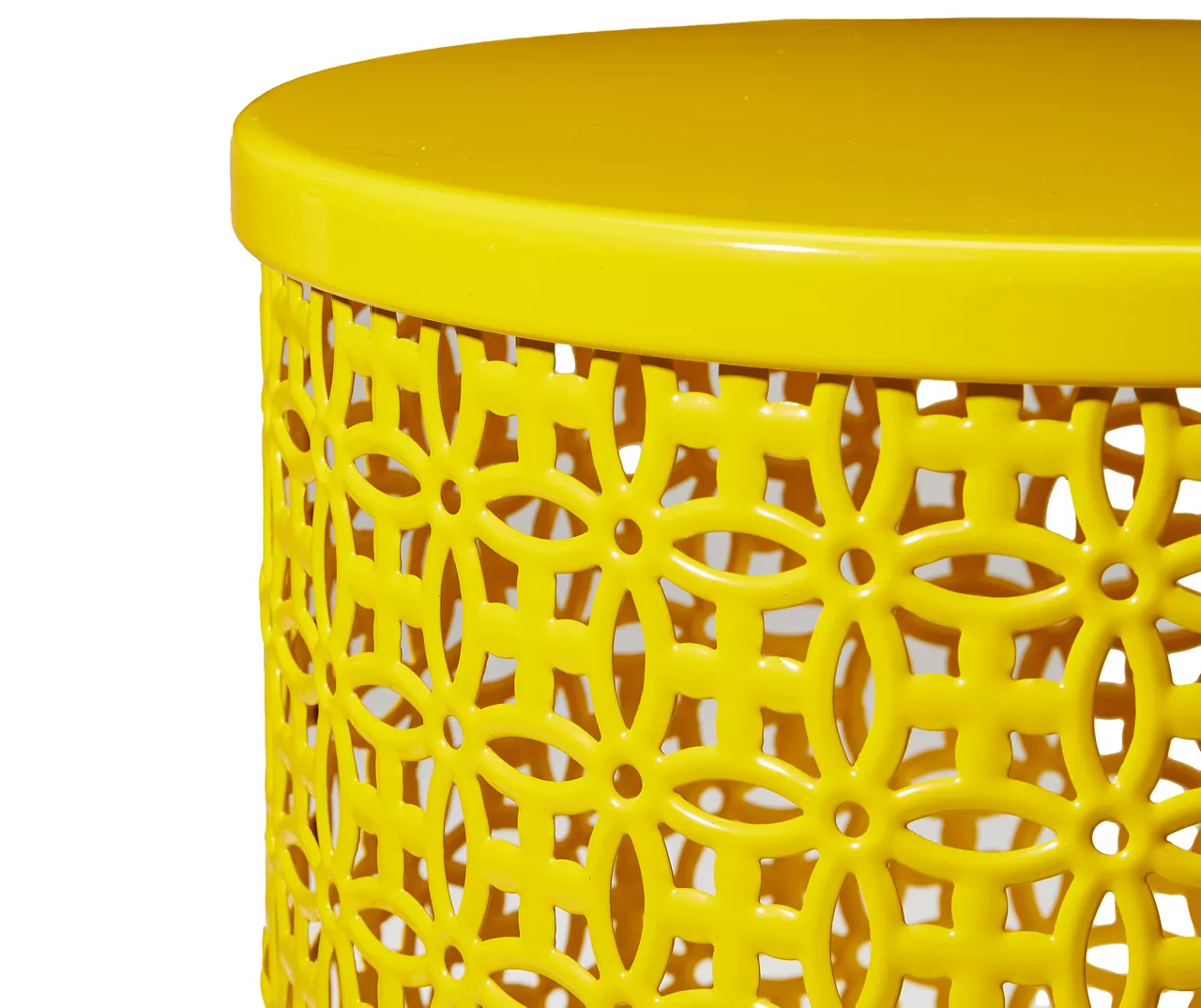 Yellow Cutout Pattern 2-Piece Metal Garden Table Set - Image 5