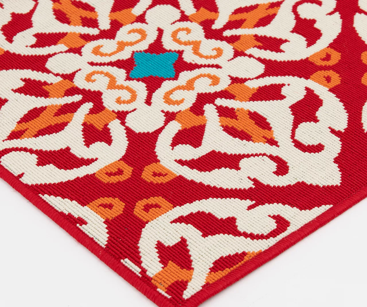 Rilassare Red & Orange Medallion Lattice Outdoor Area Rug, (5' X 7') - Image 3