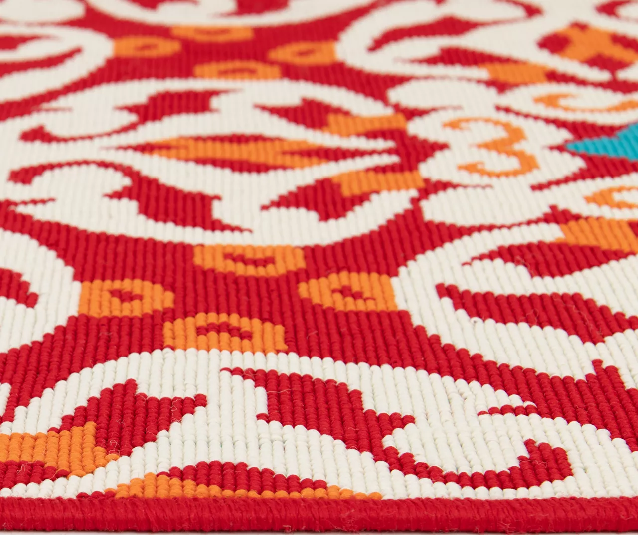 Rilassare Red & Orange Medallion Lattice Outdoor Area Rug, (5' X 7') - Image 5
