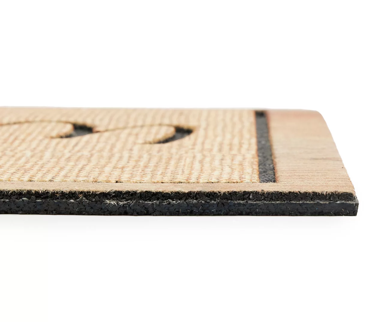 "Welcome Home" Tan Blonde Burlap & Wood Print Doormat - Image 2