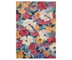 Bouquet Navy & Multi-Color Floral Outdoor Area Rug