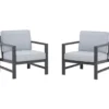Fynnegan Gray Wood Cushioned Patio Lounge Chairs, 2-Pack