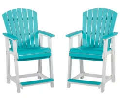 Eisley Wood Look Patio Dining Counter Stools, 2-Pack