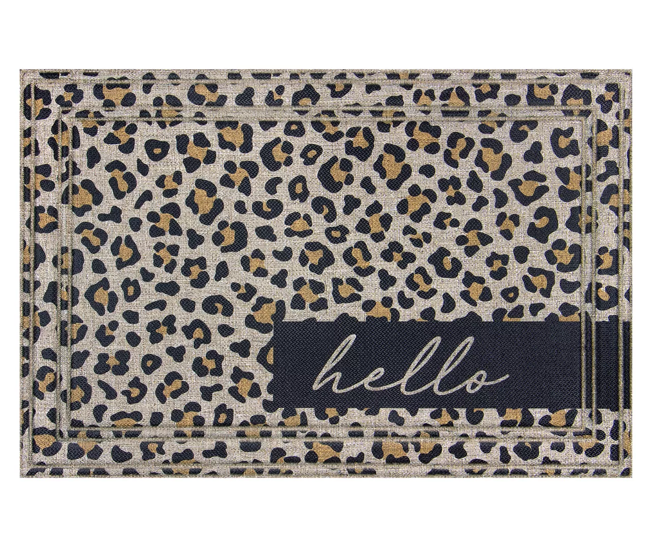 Soho "Hello" Brown Leopard Print Doormat