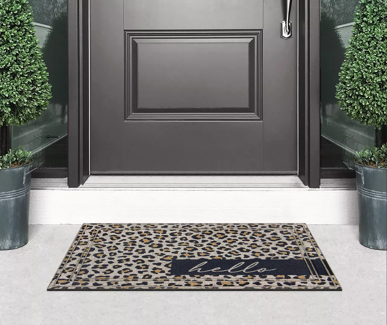 Soho "Hello" Brown Leopard Print Doormat - Image 2