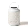 White Flower Cut-Out Metal LED Solar Lantern