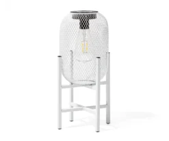 14.2" White Mesh Metal LED Solar Lantern