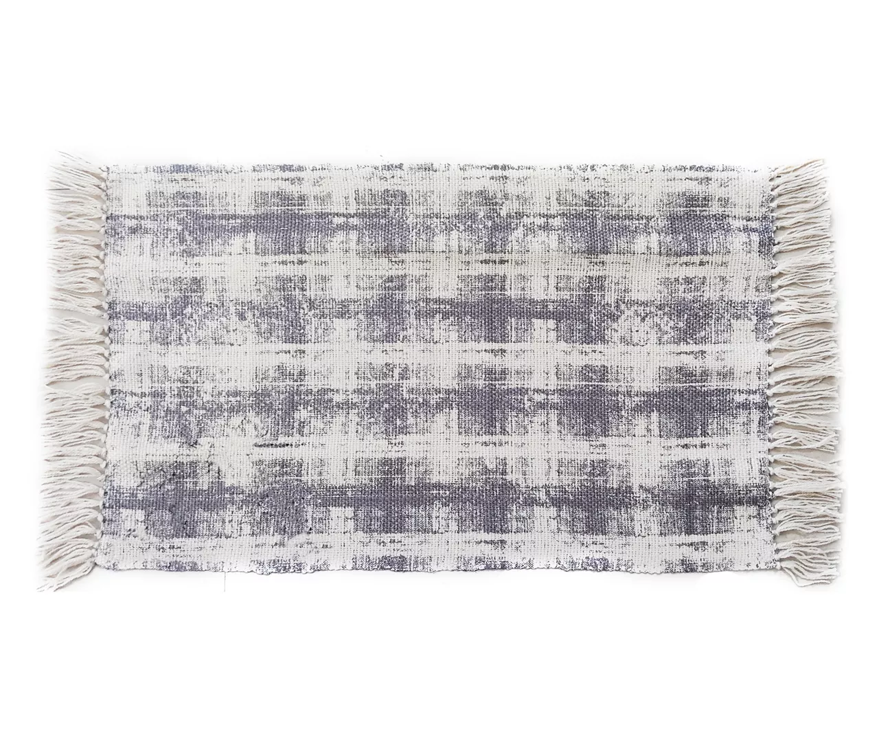 Melville Gray Distressed Plaid 2-Piece Layering Accent Rug & Mat Set - Image 2