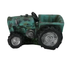 12.2" Green Tractor Polyresin Planter